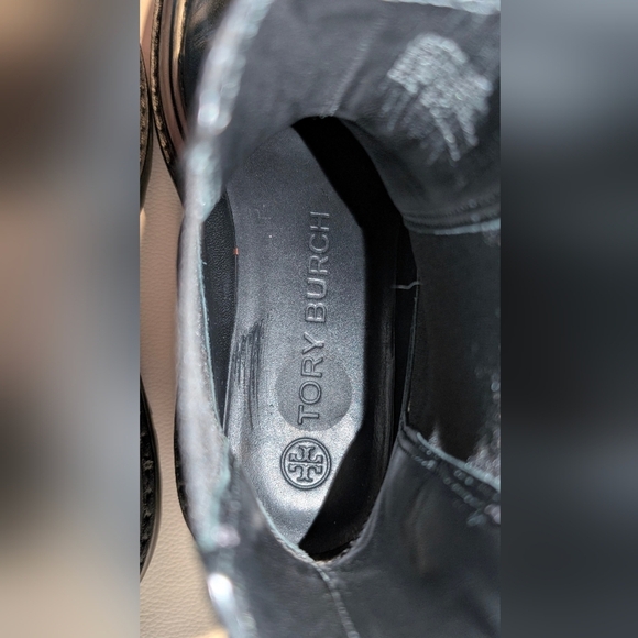 Tory Burch Lug Sole Chelsea Black Leather Boots Sz 6 - Picture 5 of 13